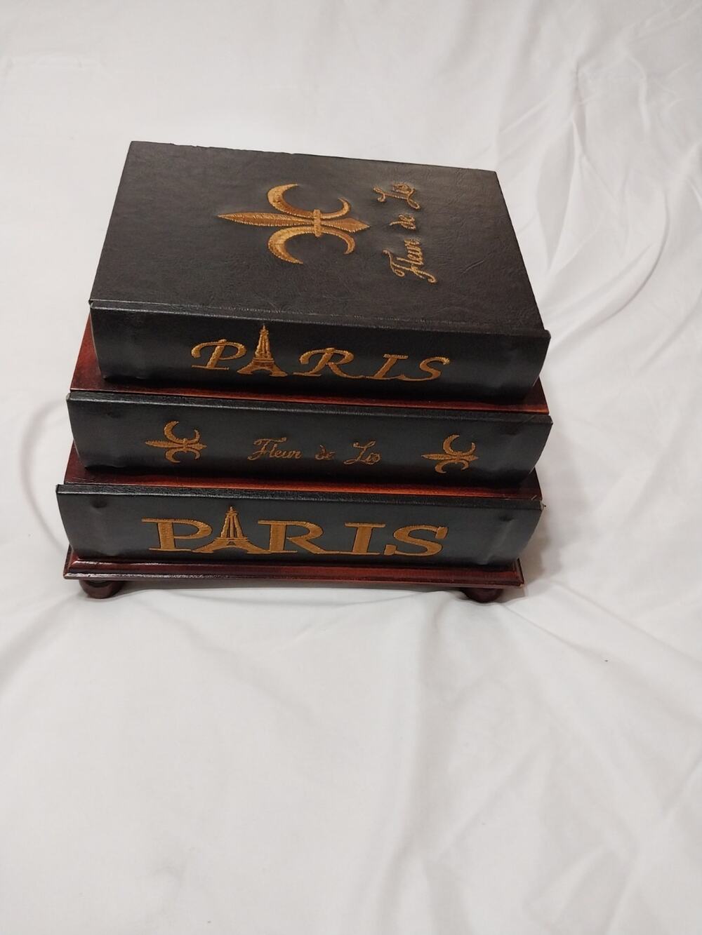 Vintage Paris & Fleur De Lis Decortive 3 Draw Storage Box